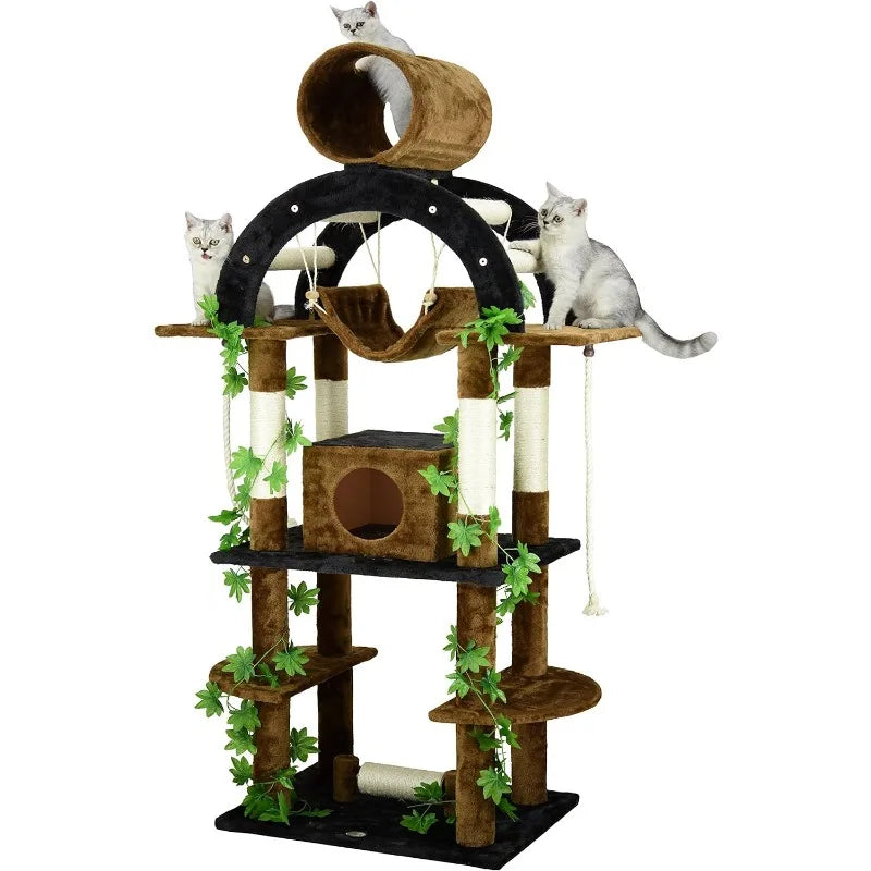 Multilevel Cat Tree Tower - Plush Perches and Multiple Scratching Posts