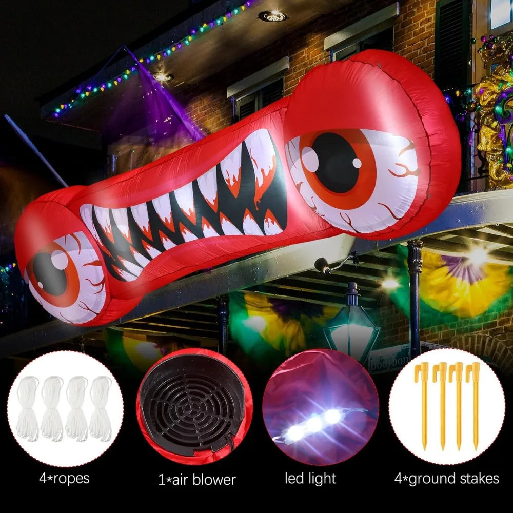 14 FT Length Double Red Eyes with Teeth Blow with Build-in LED Lights