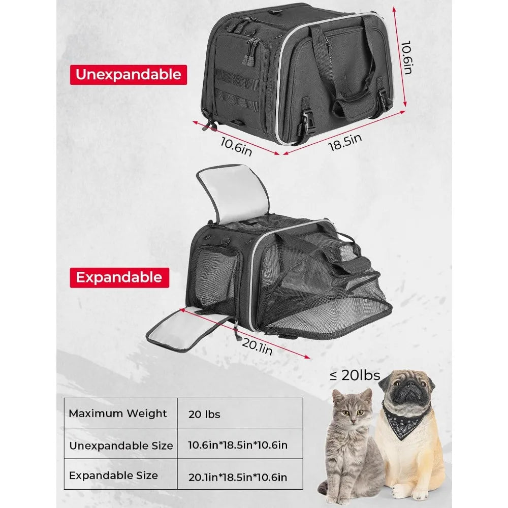 Dog Cats Carrier, Expandable Travel Carrier, Folding Soft-Sided Carriers, for Touring Cruiser Trike Car