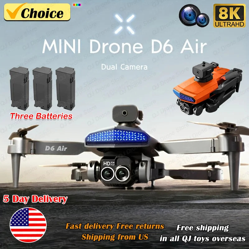 8K HD Dual Camera Foldable RC Drone with Obstacle Avoidance & WIFI FPV