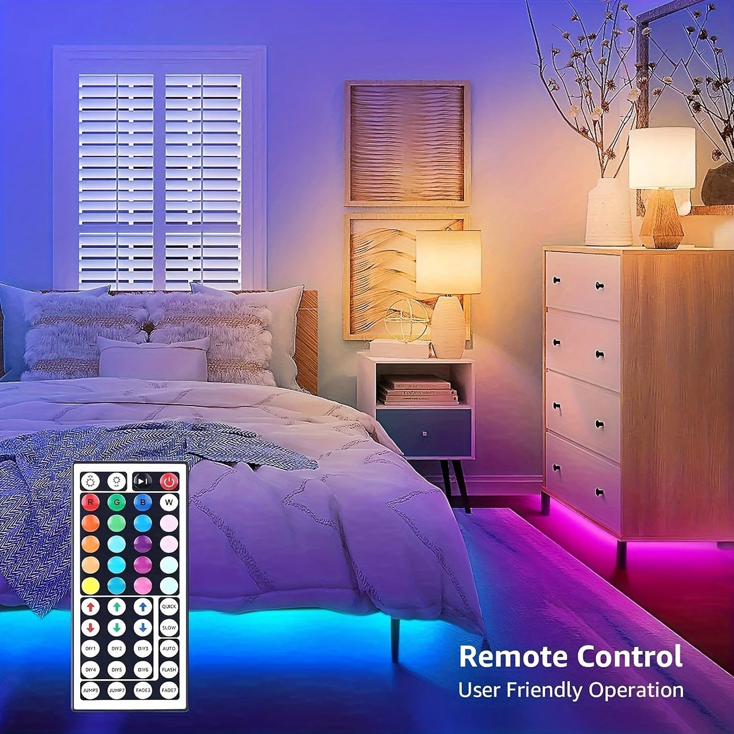 Bluetooth LED Strip, APP Control, 30 LEDs/meter, with Battery and US Plug for Ambient Lighting