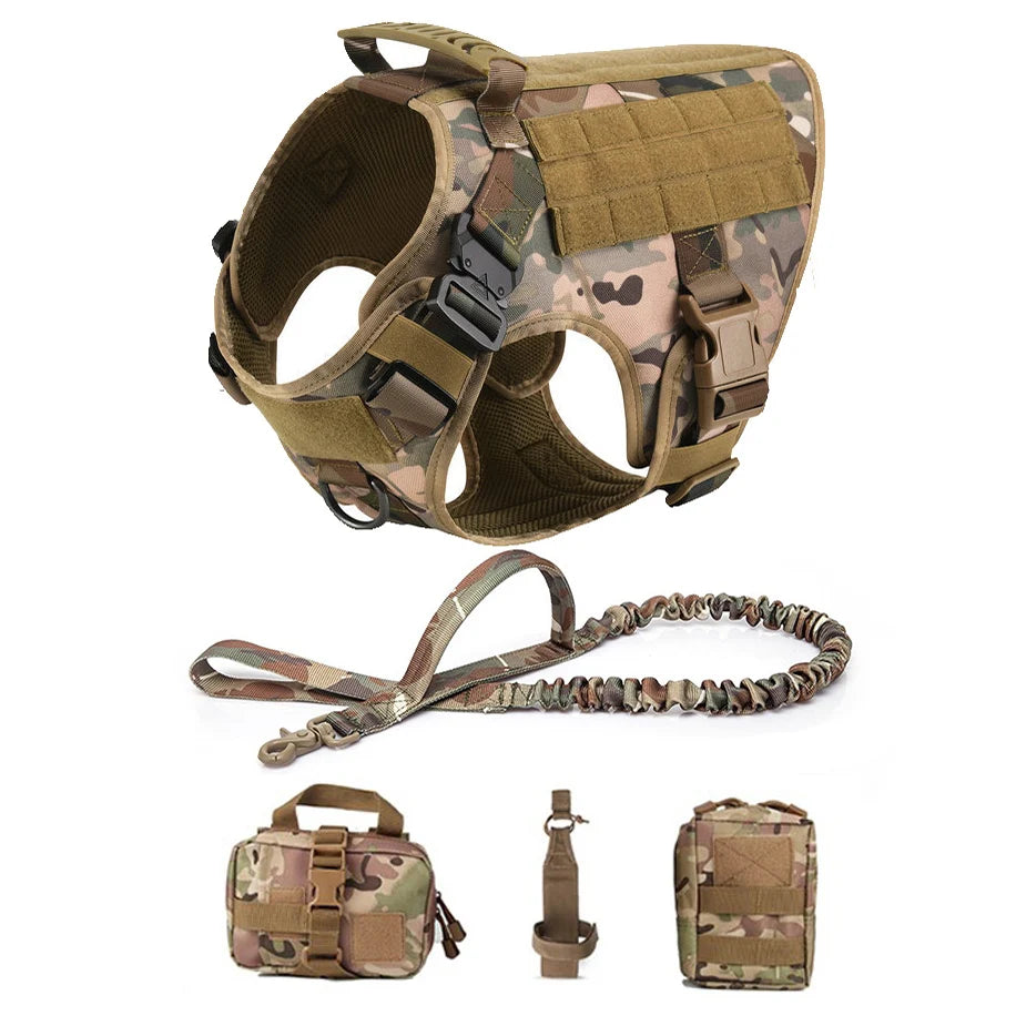 Tactical Dog Harness Military Pet Training Vest Dog Harness and Leash Set for Medium Large Dogs