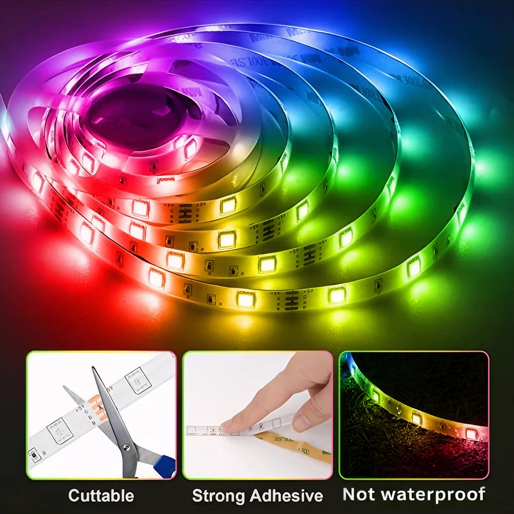 WiFi LED Strip, 24K Control with Battery and US Plug Power Supply for Ambient Lighting