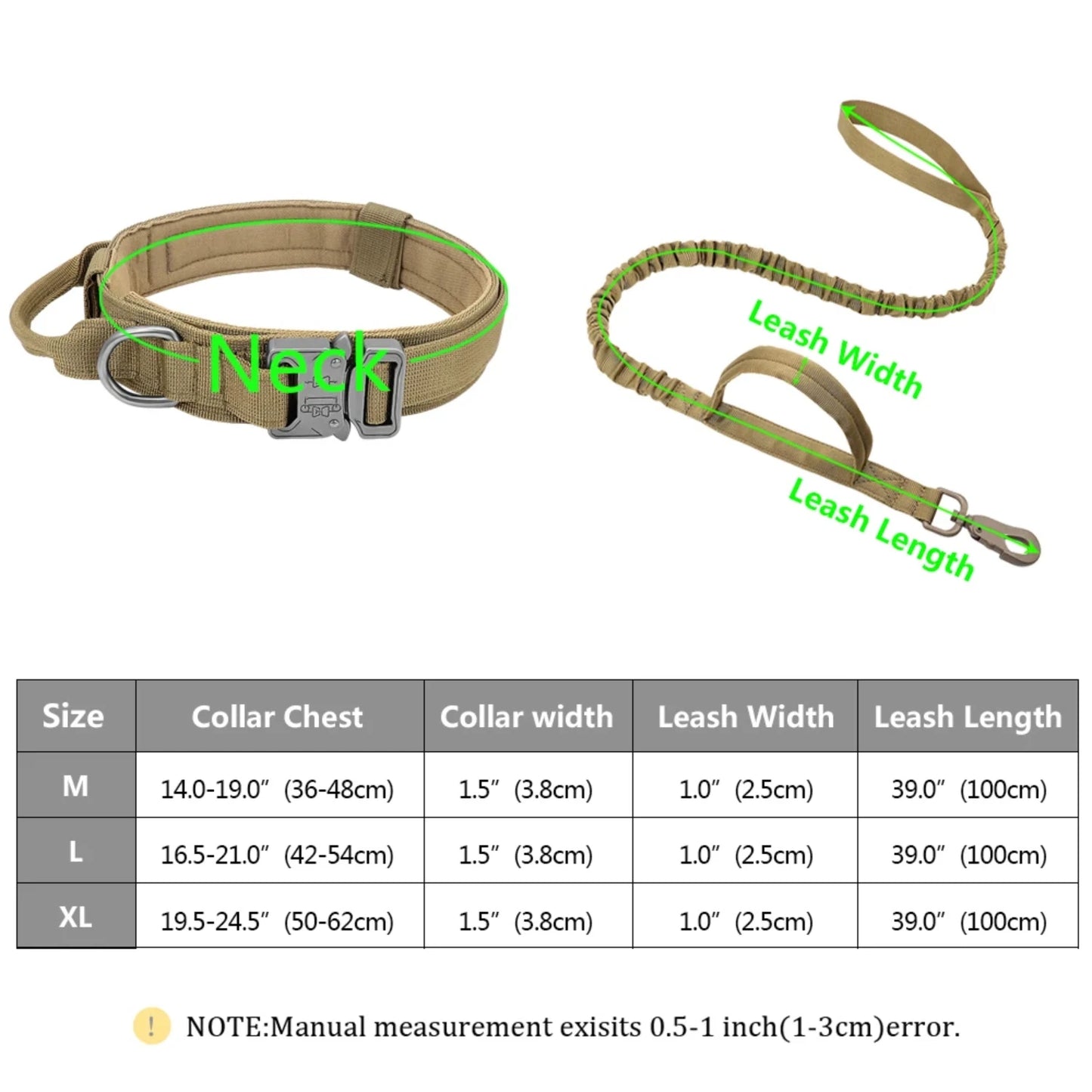 "Strong Dog Military Tactical Collar & Bungee Leash for Large Dogs