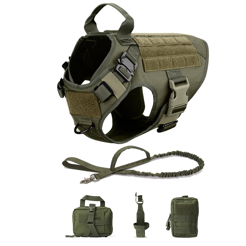 Tactical Dog Harness Military Pet Training Vest Dog Harness and Leash Set for Medium Large Dogs