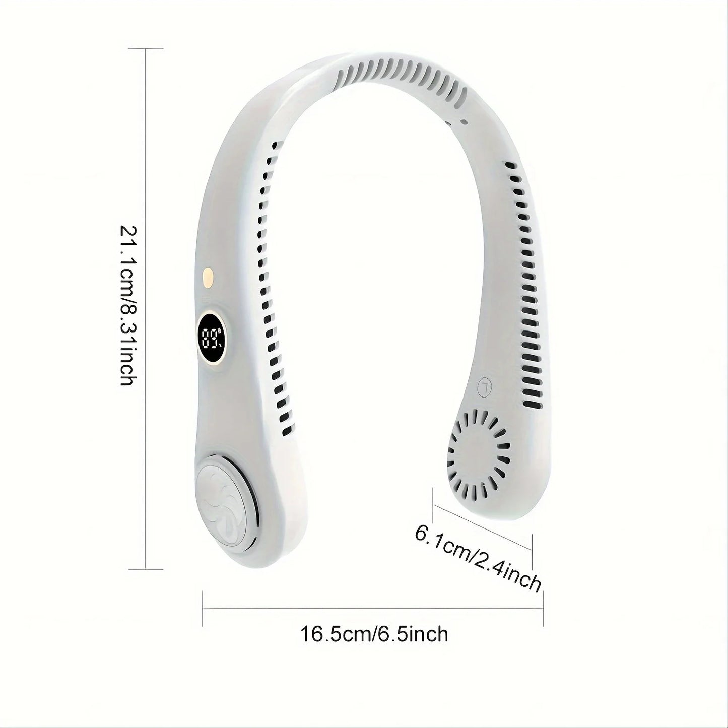 Portable Rechargeable Bladeless Neck Fan - 360° Wearable Cooling Fan with Digital Display