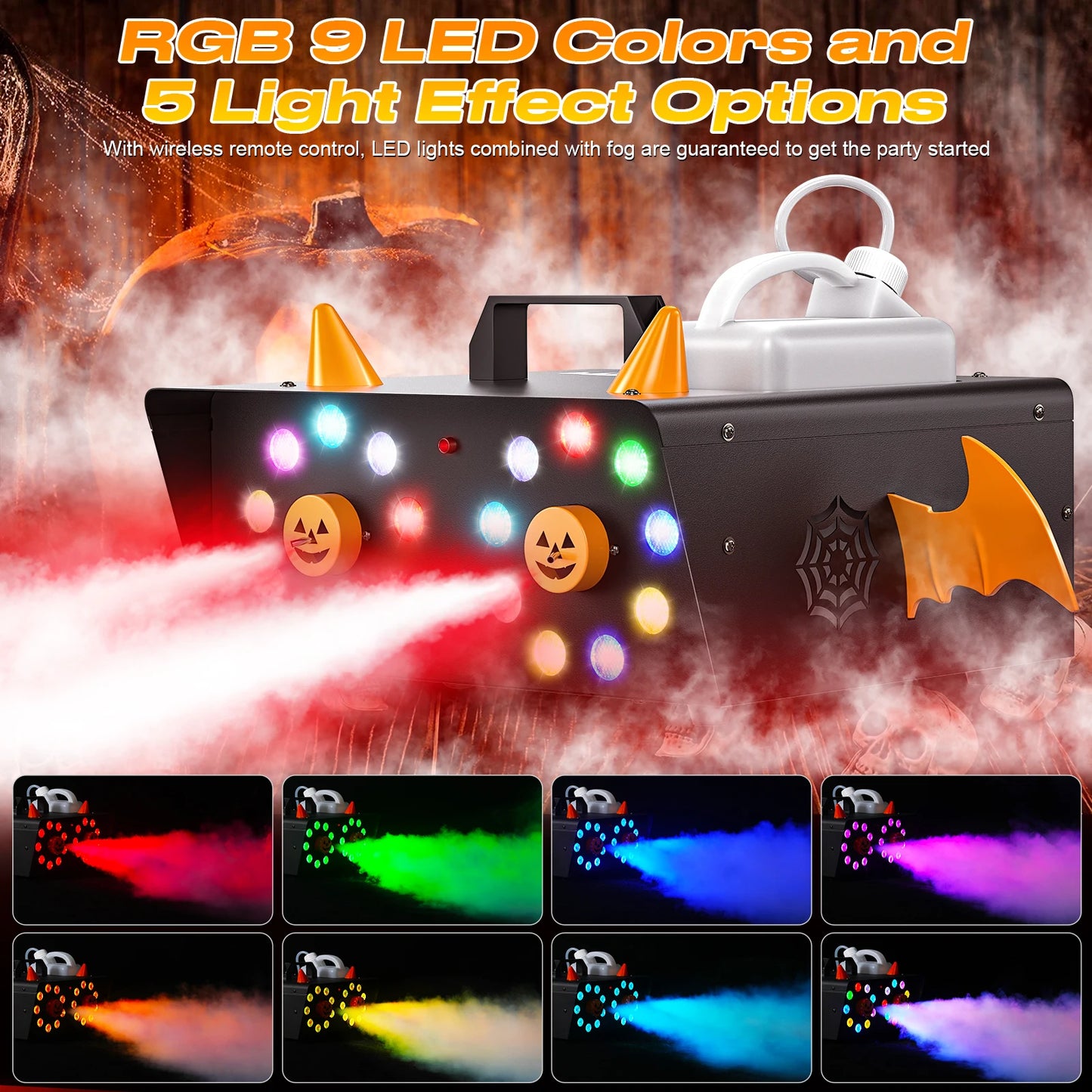 **1500W Smoke Machine with 18 LEDs | Party Fog Machine for Halloween & Concerts**