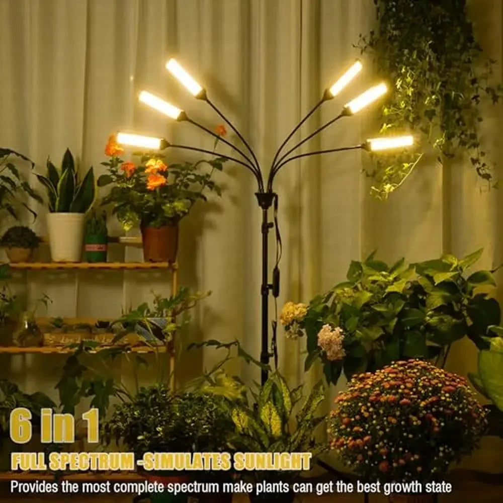 LED Grow Lights 6 Heads, 540 LEDs, Full Spectrum, Tripod Stand, Sunlike Spectrum for Indoor Plants