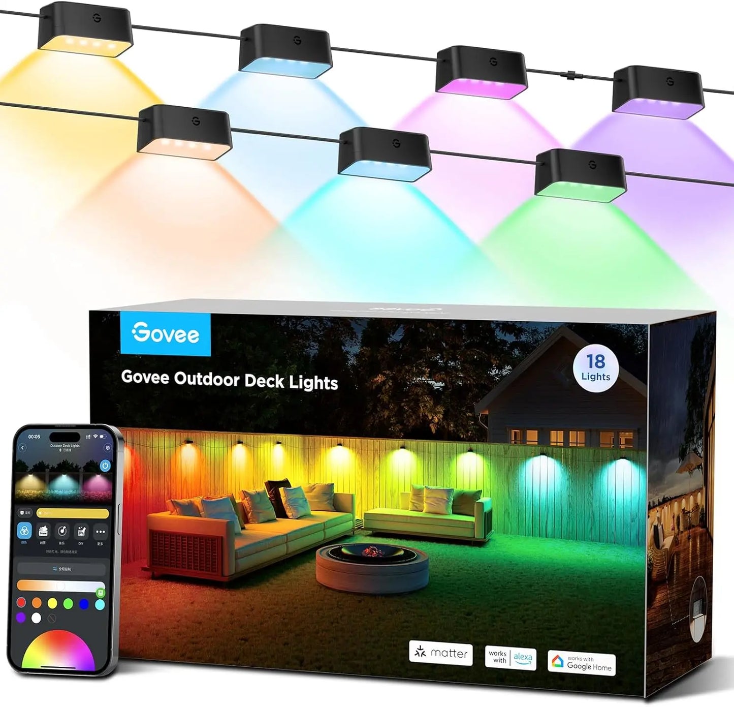 Govee Smart Outdoor Deck Lights, WiFi, Alexa & Google Compatible, App Control, IP65 Waterproof