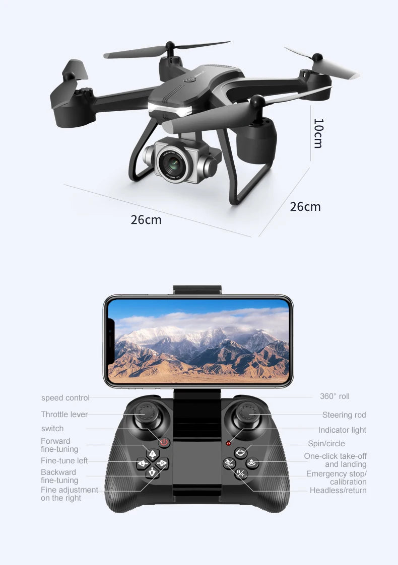 4DRC V14 Drone: 4K HD Dual Camera, 6K Wi-Fi FPV, Height Hold, Mini Quadcopter