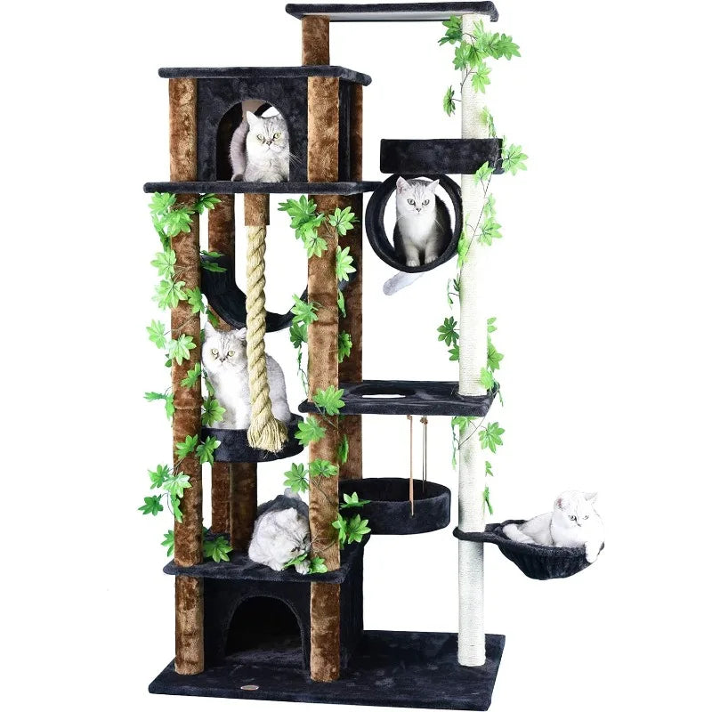 Multilevel Cat Tree Tower - Plush Perches and Multiple Scratching Posts