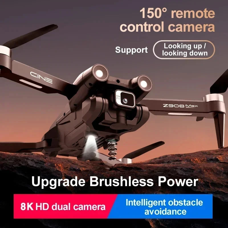 Z908 Max Drone: 3 Batteries, 8K HD Dual Camera, Obstacle Avoidance, 9000M Range