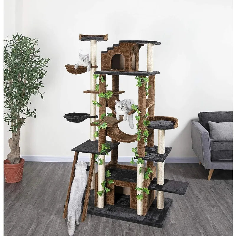 Multilevel Cat Tree Tower - Plush Perches and Multiple Scratching Posts