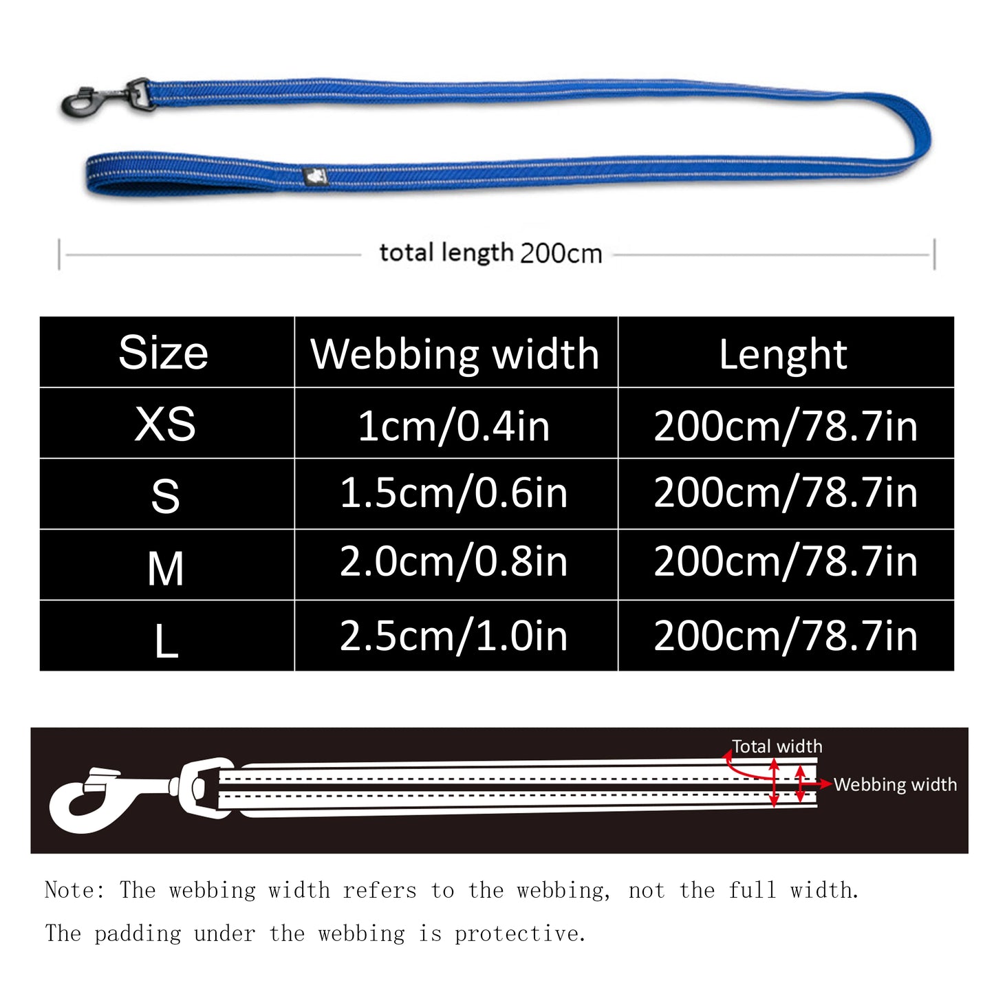 Truelove Reflective Soft Pet Leash, Padded Nylon Mesh, 200cm – 11 Colors, for Dogs & Cats, TLL2112