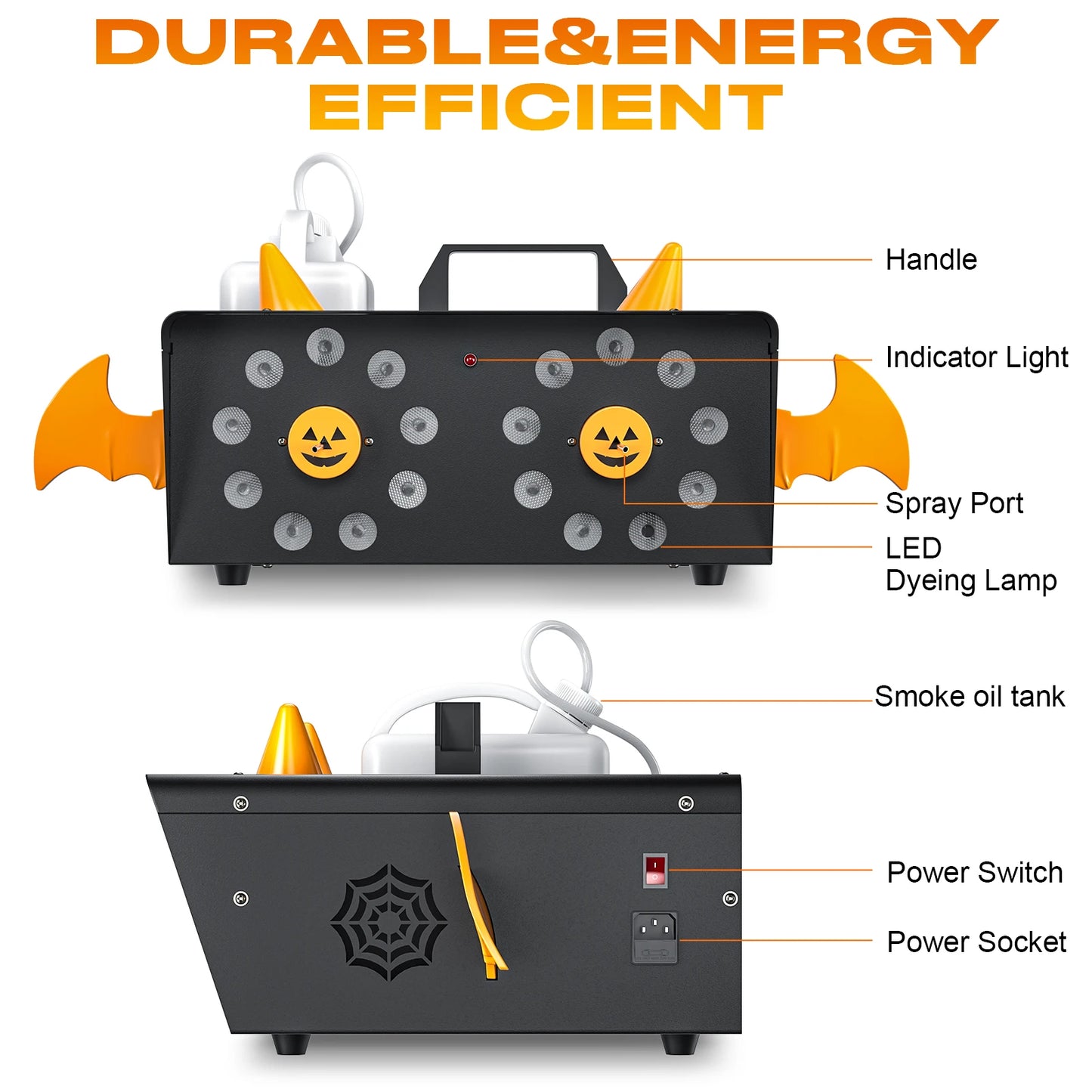 **1500W Smoke Machine with 18 LEDs | Party Fog Machine for Halloween & Concerts**