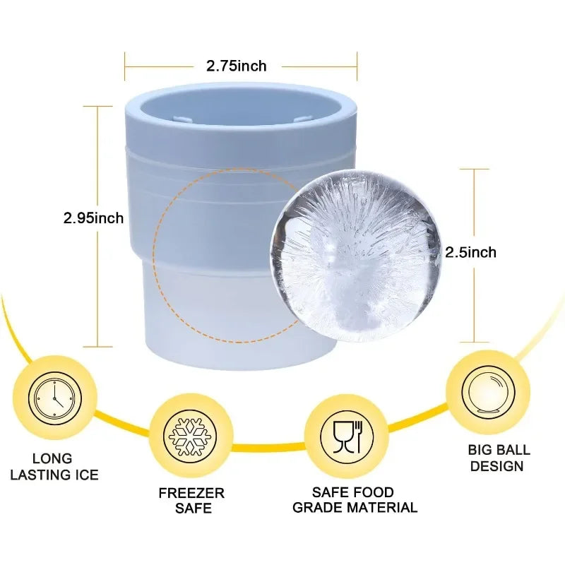 Whiskey Rocks Glass Set of 4 – 2 Crystal Glasses & 2 Ice Ball Molds, 10 oz Gift Box
