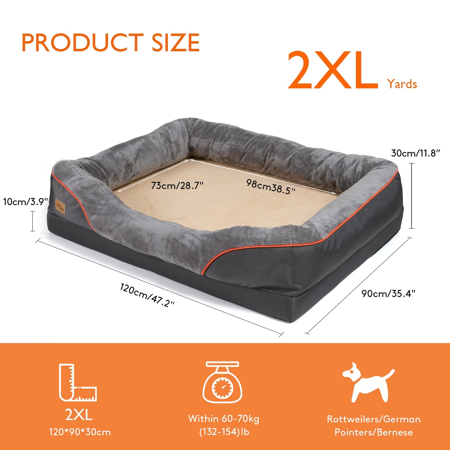 Large Dog Bed Soft Comfortable Anti-Allergy Warm Fleece Removable Washable Cover Pet