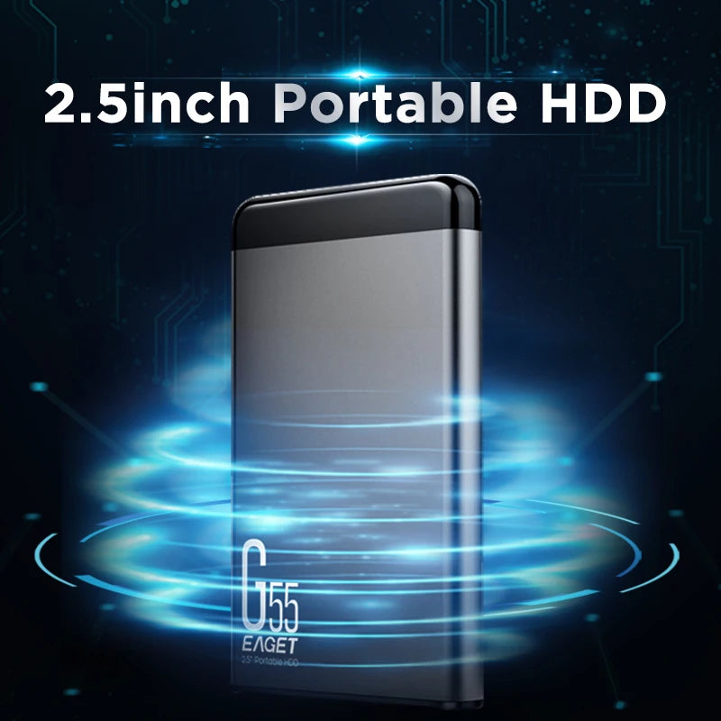 Eaget 2.5" Portable HDD - 5400 RPM, USB 3.0, 500GB/1TB External Hard Drive for Laptops/Desktops