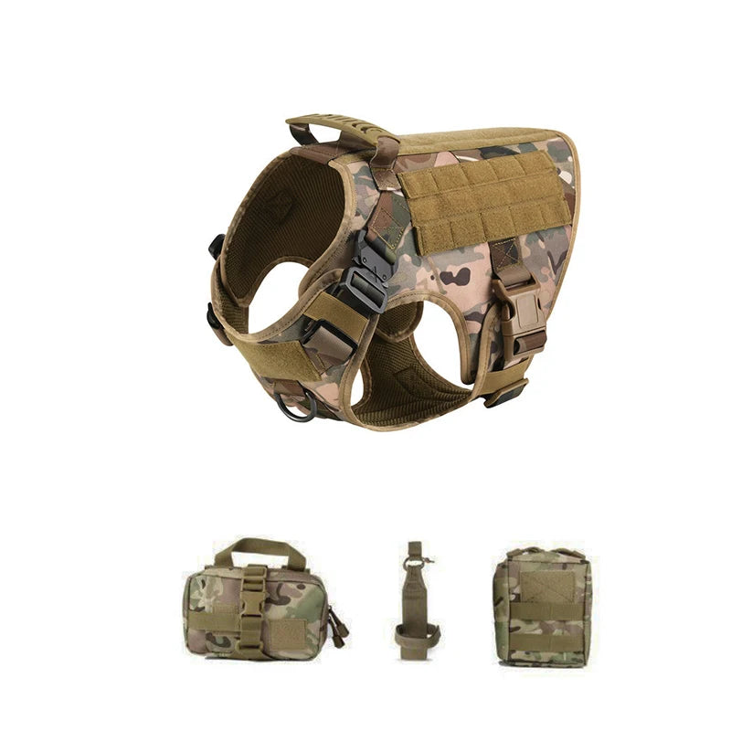 Tactical Dog Harness Military Pet Training Vest Dog Harness and Leash Set for Medium Large Dogs