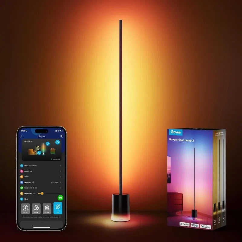 Govee Floor Lamp 2, RGBIC LED with Matter, Alexa Control, 1725lm Music Sync Corner Lamp