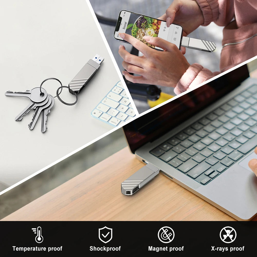 U600 256GB USB 3.2 Metal Type-C Flash Drive, up to 450MB/s, Dual USB C, Swivel Pen Drive