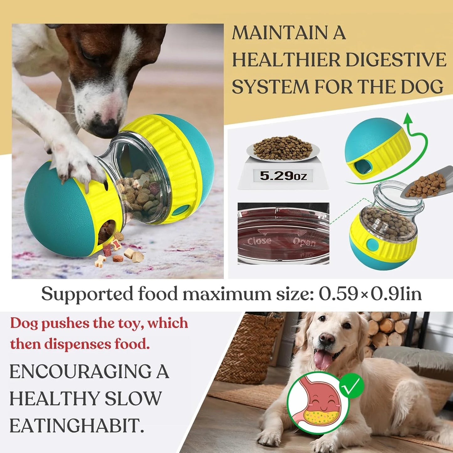 Interactive Slow Feeder Dog Puzzle Toy for Medium and Small Dogs