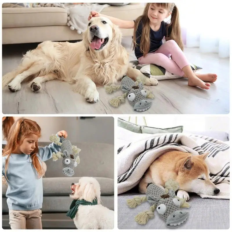 Plush Squeaky Dog Chew Toys – Crinkle, Rope & Stuffed Animal