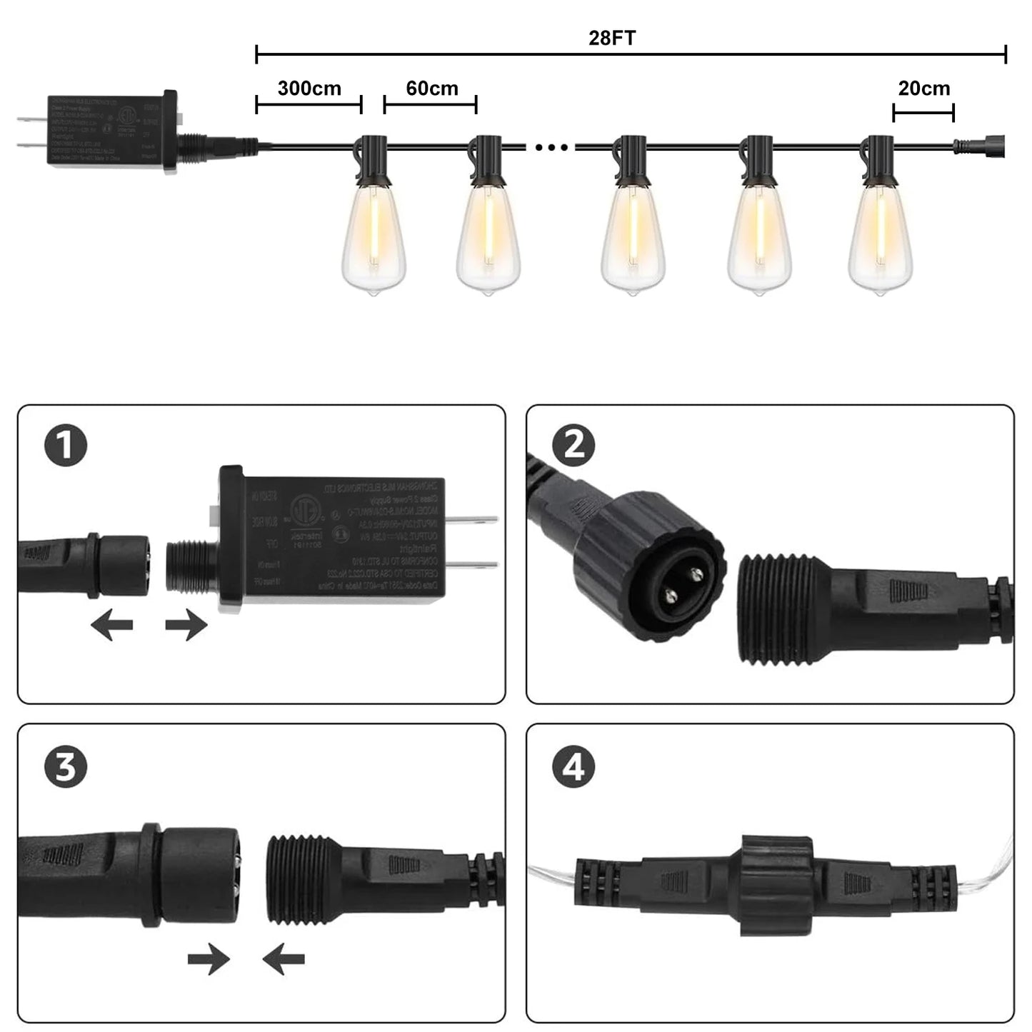 Patio Fairy Garden String Lights, 28FT ST38, 10+1 LEDs, 1/2/3PCS