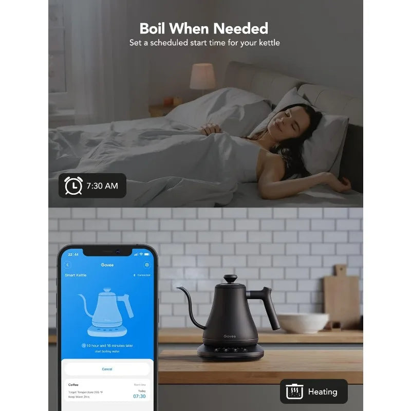 Govee Smart Electric Kettle, WiFi Gooseneck, Alexa Control, 1200W Quick Heating