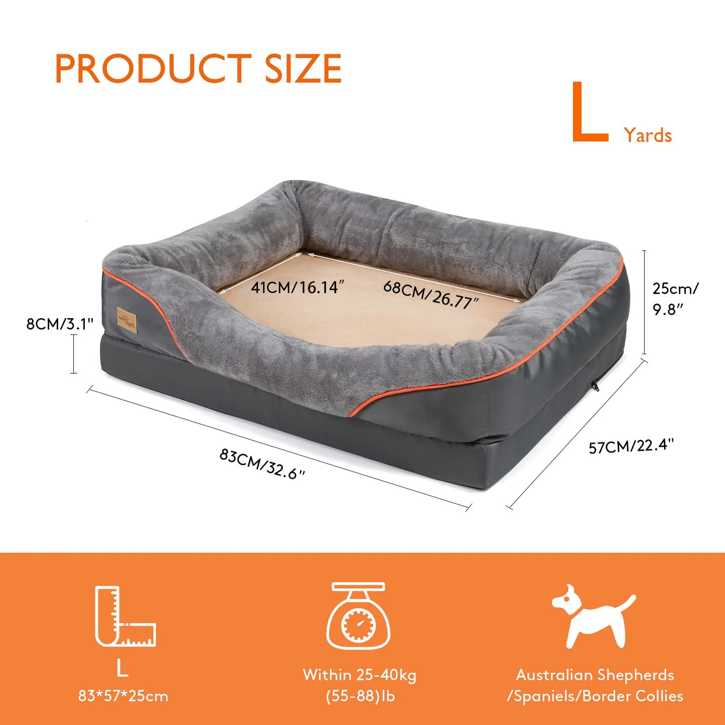 Large Dog Bed Soft Comfortable Anti-Allergy Warm Fleece Removable Washable Cover Pet