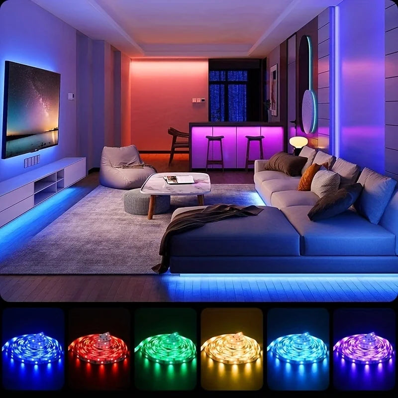 Bluetooth LED Strip, APP Control, 30 LEDs/meter, with Battery and US Plug for Ambient Lighting